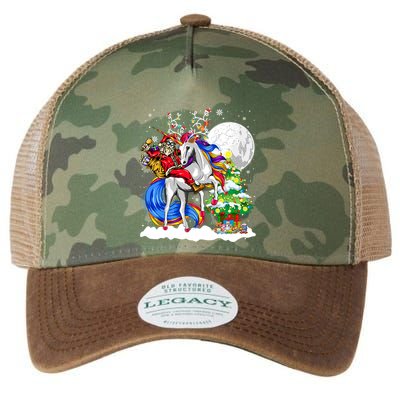 Christmas Santa Riding Reindeer Unicorn Snow Xmas Tree Cute Gift Legacy Tie Dye Trucker Hat