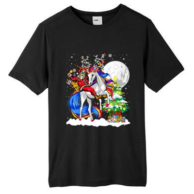 Christmas Santa Riding Reindeer Unicorn Snow Xmas Tree Cute Gift Tall Fusion ChromaSoft Performance T-Shirt