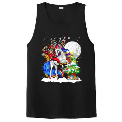 Christmas Santa Riding Reindeer Unicorn Snow Xmas Tree Cute Gift PosiCharge Competitor Tank