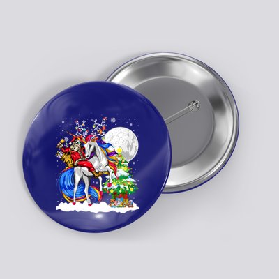 Christmas Santa Riding Reindeer Unicorn Snow Xmas Tree Cute Gift Button