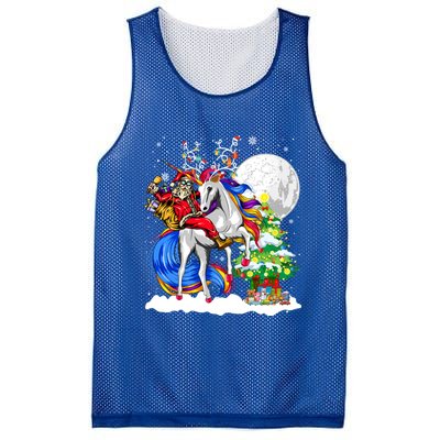 Christmas Santa Riding Reindeer Unicorn Snow Xmas Tree Cute Gift Mesh Reversible Basketball Jersey Tank