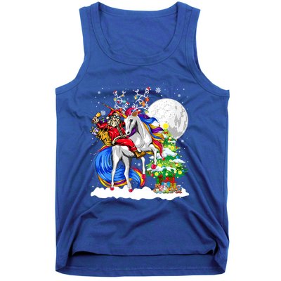 Christmas Santa Riding Reindeer Unicorn Snow Xmas Tree Cute Gift Tank Top