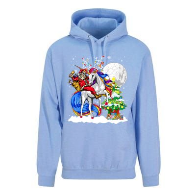 Christmas Santa Riding Reindeer Unicorn Snow Xmas Tree Cute Gift Unisex Surf Hoodie