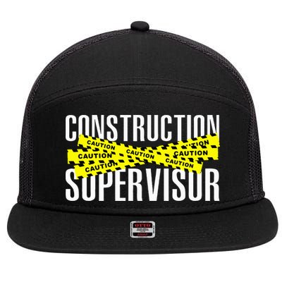 Construction Supervisor Road Worker Construction Worker Road 7 Panel Mesh Trucker Snapback Hat
