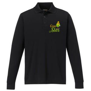 Corn Star Rancher Barnyard Harvest Farming Barn Cattle Gift Performance Long Sleeve Polo