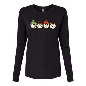 Christmas Snowman Retro Snowman Cute Christmas Womens Cotton Relaxed Long Sleeve T-Shirt