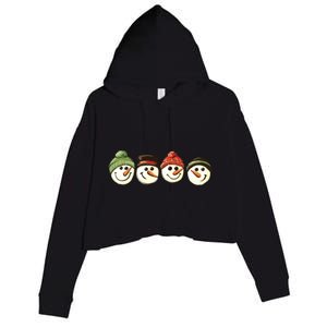 Christmas Snowman Retro Snowman Cute Christmas Crop Fleece Hoodie