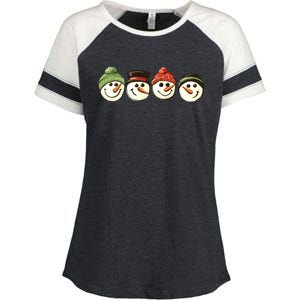 Christmas Snowman Retro Snowman Cute Christmas Enza Ladies Jersey Colorblock Tee