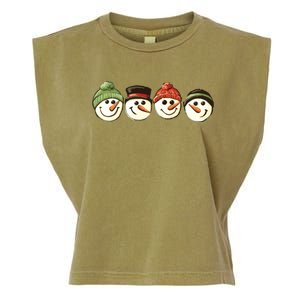 Christmas Snowman Retro Snowman Cute Christmas Garment-Dyed Women's Muscle Tee