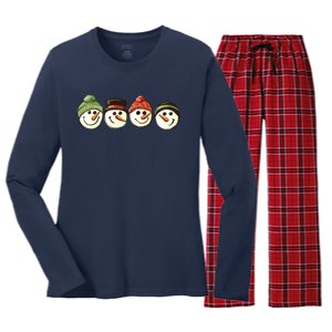 Christmas Snowman Retro Snowman Cute Christmas Women's Long Sleeve Flannel Pajama Set 