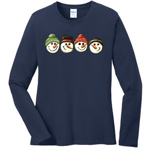 Christmas Snowman Retro Snowman Cute Christmas Ladies Long Sleeve Shirt