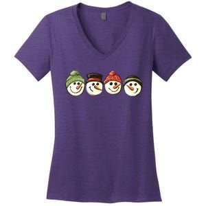 Christmas Snowman Retro Snowman Cute Christmas Women's V-Neck T-Shirt