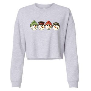 Christmas Snowman Retro Snowman Cute Christmas Cropped Pullover Crew