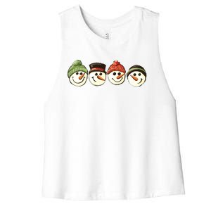 Christmas Snowman Retro Snowman Cute Christmas Women's Racerback Cropped Tank