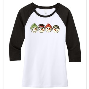 Christmas Snowman Retro Snowman Cute Christmas Women's Tri-Blend 3/4-Sleeve Raglan Shirt