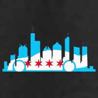 Chicago Skyline Race Car Chicago Flag 7 Panel Mesh Trucker Snapback Hat