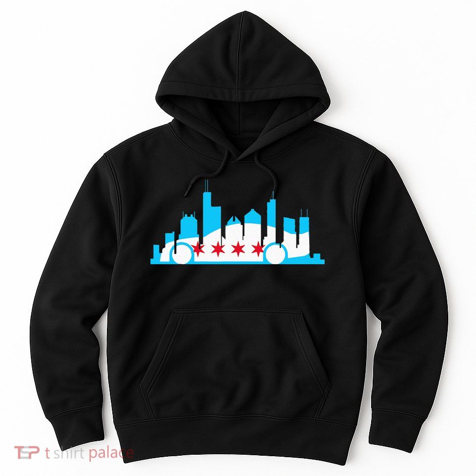 Chicago Skyline Race Car Chicago Flag Hoodie