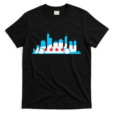 Chicago Skyline Race Car Chicago Flag T-Shirt