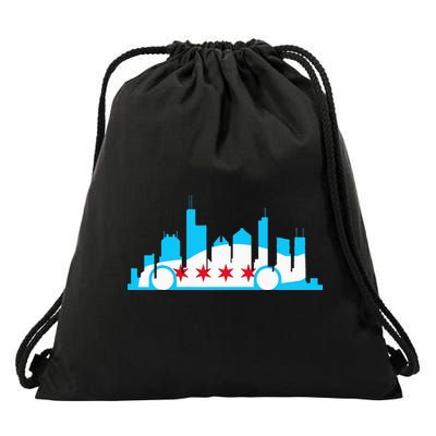 Chicago Skyline Race Car Chicago Flag Drawstring Bag
