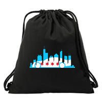 Chicago Skyline Race Car Chicago Flag Drawstring Bag