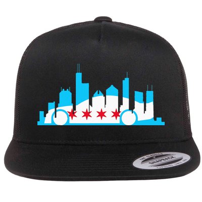 Chicago Skyline Race Car Chicago Flag Flatbill Hat