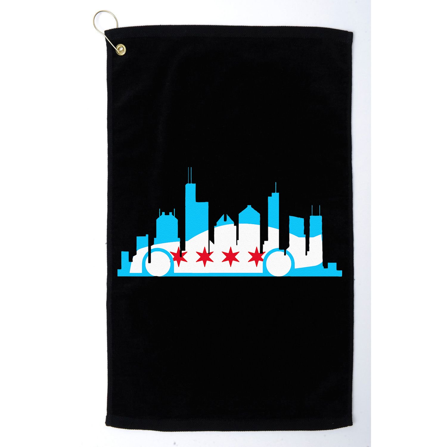 Chicago Skyline Race Car Chicago Flag Golf Towel