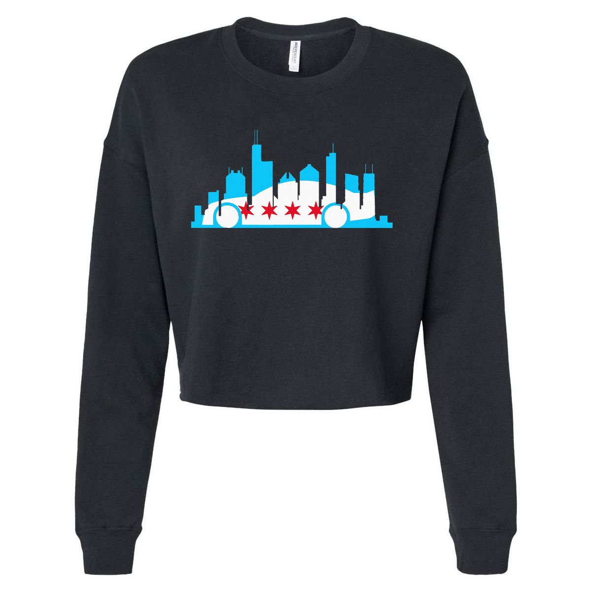 Chicago Skyline Race Car Chicago Flag Cropped Pullover Crew