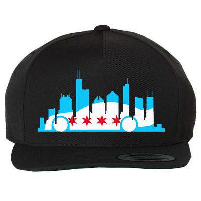 Chicago Skyline Race Car Chicago Flag Wool Snapback Cap