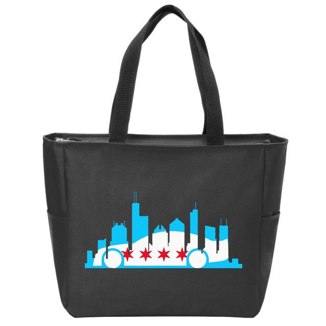 Chicago Skyline Race Car Chicago Flag Zip Tote Bag