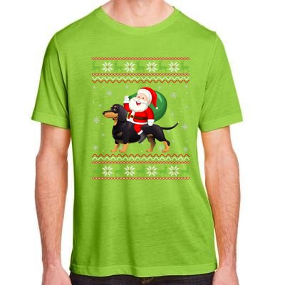 Christmas Santa Riding Dachshund Dog Funny Ugly Xmas Sweater Great Gift Adult ChromaSoft Performance T-Shirt