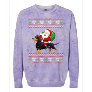 Christmas Santa Riding Dachshund Dog Funny Ugly Xmas Sweater Great Gift Colorblast Crewneck Sweatshirt