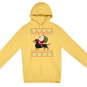 Christmas Santa Riding Dachshund Dog Funny Ugly Xmas Sweater Great Gift Premium Pullover Hoodie