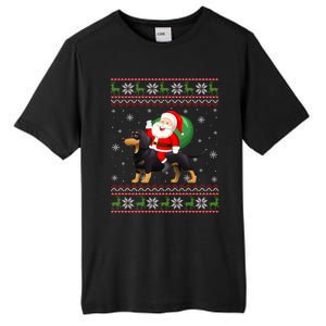 Christmas Santa Riding Dachshund Dog Funny Ugly Xmas Sweater Great Gift Tall Fusion ChromaSoft Performance T-Shirt