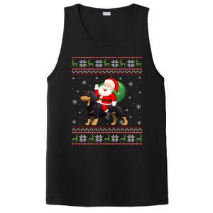 Christmas Santa Riding Dachshund Dog Funny Ugly Xmas Sweater Great Gift PosiCharge Competitor Tank