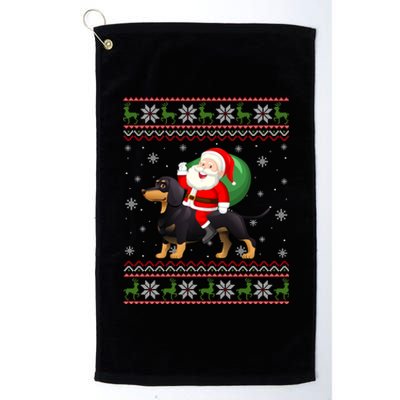 Christmas Santa Riding Dachshund Dog Funny Ugly Xmas Sweater Great Gift Platinum Collection Golf Towel