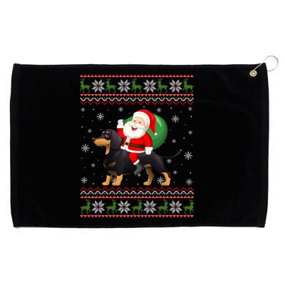 Christmas Santa Riding Dachshund Dog Funny Ugly Xmas Sweater Great Gift Grommeted Golf Towel