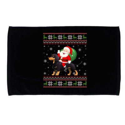 Christmas Santa Riding Dachshund Dog Funny Ugly Xmas Sweater Great Gift Microfiber Hand Towel