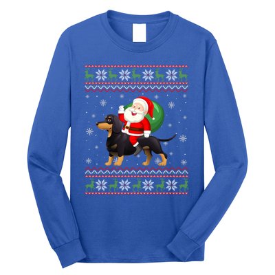 Christmas Santa Riding Dachshund Dog Funny Ugly Xmas Sweater Great Gift Long Sleeve Shirt