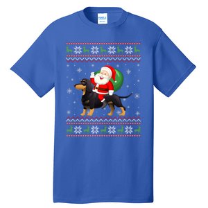 Christmas Santa Riding Dachshund Dog Funny Ugly Xmas Sweater Great Gift Tall T-Shirt