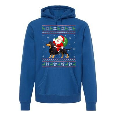 Christmas Santa Riding Dachshund Dog Funny Ugly Xmas Sweater Great Gift Premium Hoodie