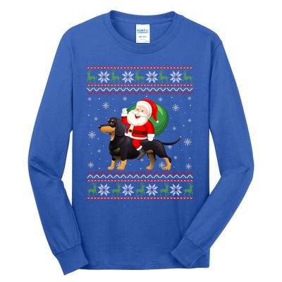 Christmas Santa Riding Dachshund Dog Funny Ugly Xmas Sweater Great Gift Tall Long Sleeve T-Shirt