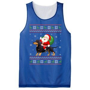 Christmas Santa Riding Dachshund Dog Funny Ugly Xmas Sweater Great Gift Mesh Reversible Basketball Jersey Tank