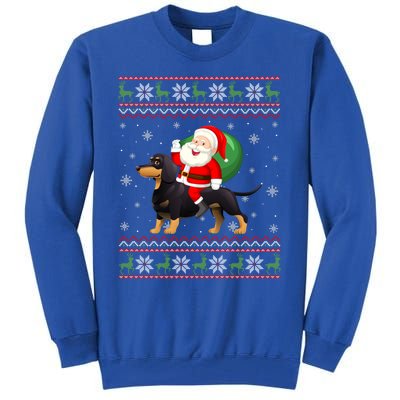 Christmas Santa Riding Dachshund Dog Funny Ugly Xmas Sweater Great Gift Tall Sweatshirt