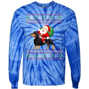 Christmas Santa Riding Dachshund Dog Funny Ugly Xmas Sweater Great Gift Tie-Dye Long Sleeve Shirt