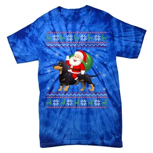 Christmas Santa Riding Dachshund Dog Funny Ugly Xmas Sweater Great Gift Tie-Dye T-Shirt