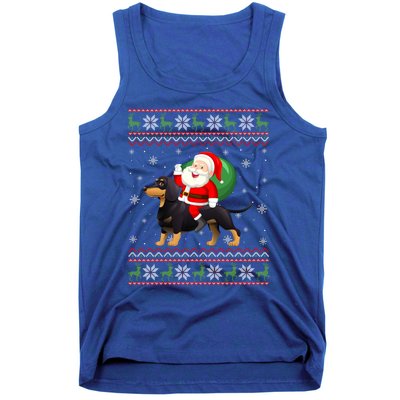 Christmas Santa Riding Dachshund Dog Funny Ugly Xmas Sweater Great Gift Tank Top