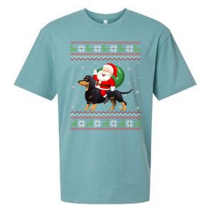 Christmas Santa Riding Dachshund Dog Funny Ugly Xmas Sweater Great Gift Sueded Cloud Jersey T-Shirt