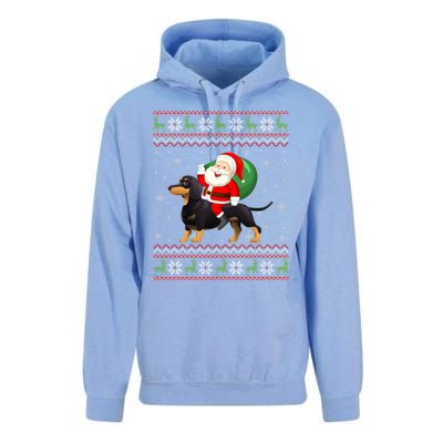 Christmas Santa Riding Dachshund Dog Funny Ugly Xmas Sweater Great Gift Unisex Surf Hoodie