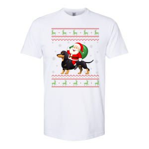 Christmas Santa Riding Dachshund Dog Funny Ugly Xmas Sweater Great Gift Softstyle CVC T-Shirt