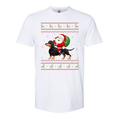 Christmas Santa Riding Dachshund Dog Funny Ugly Xmas Sweater Great Gift Softstyle CVC T-Shirt